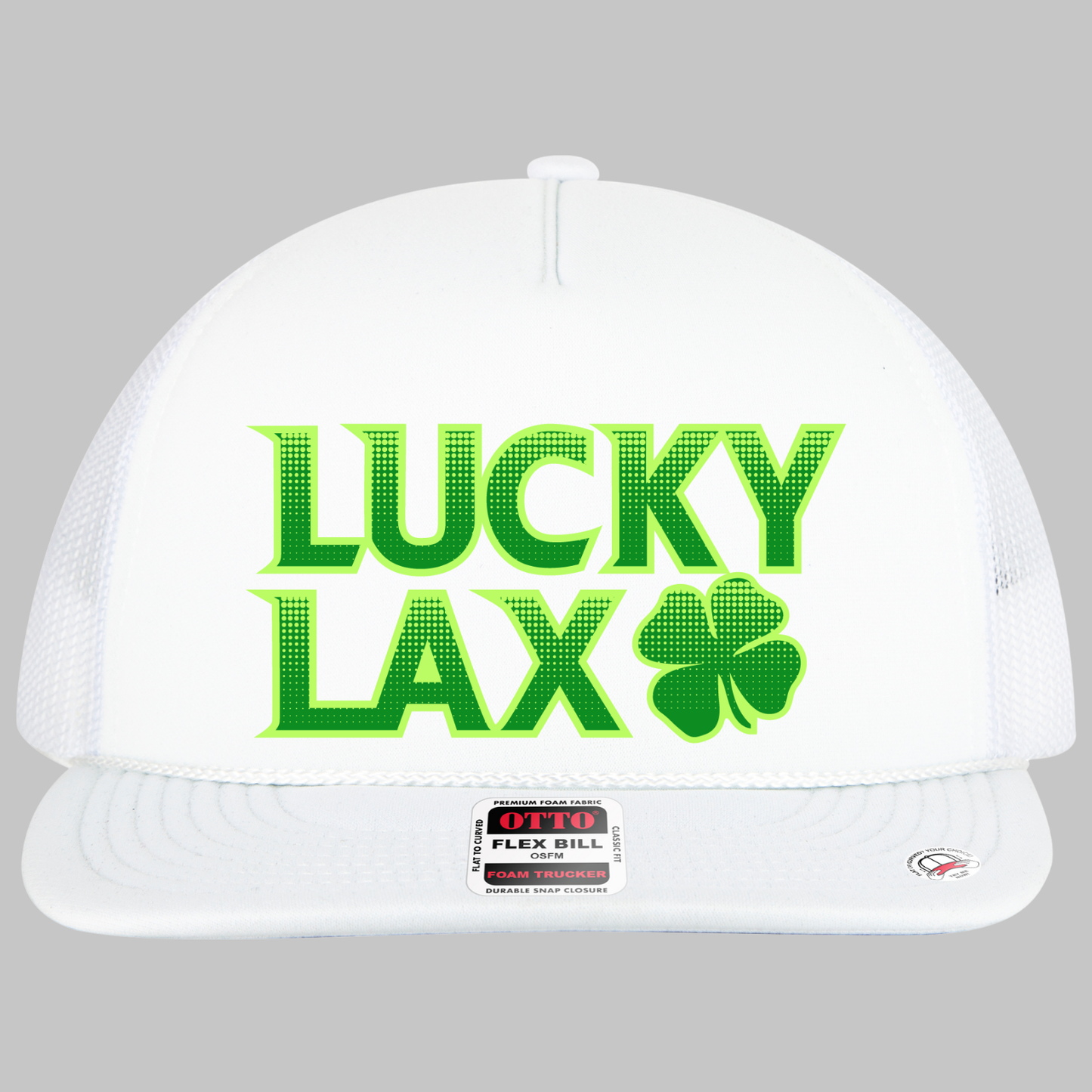LuckyLax: Stacked Logo Flex-Bill Foam Trucker Hat