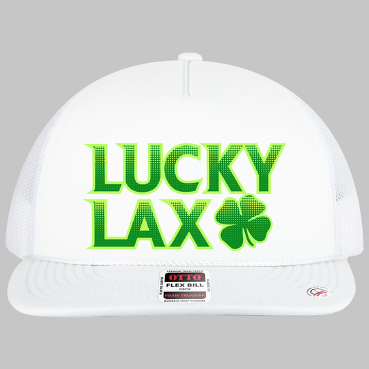 LuckyLax: Stacked Logo Flex-Bill Foam Trucker Hat