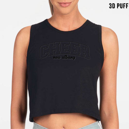 NAYCHEER: Cheer New Albany *Puff Print* Women's Festival Crop Tank Top