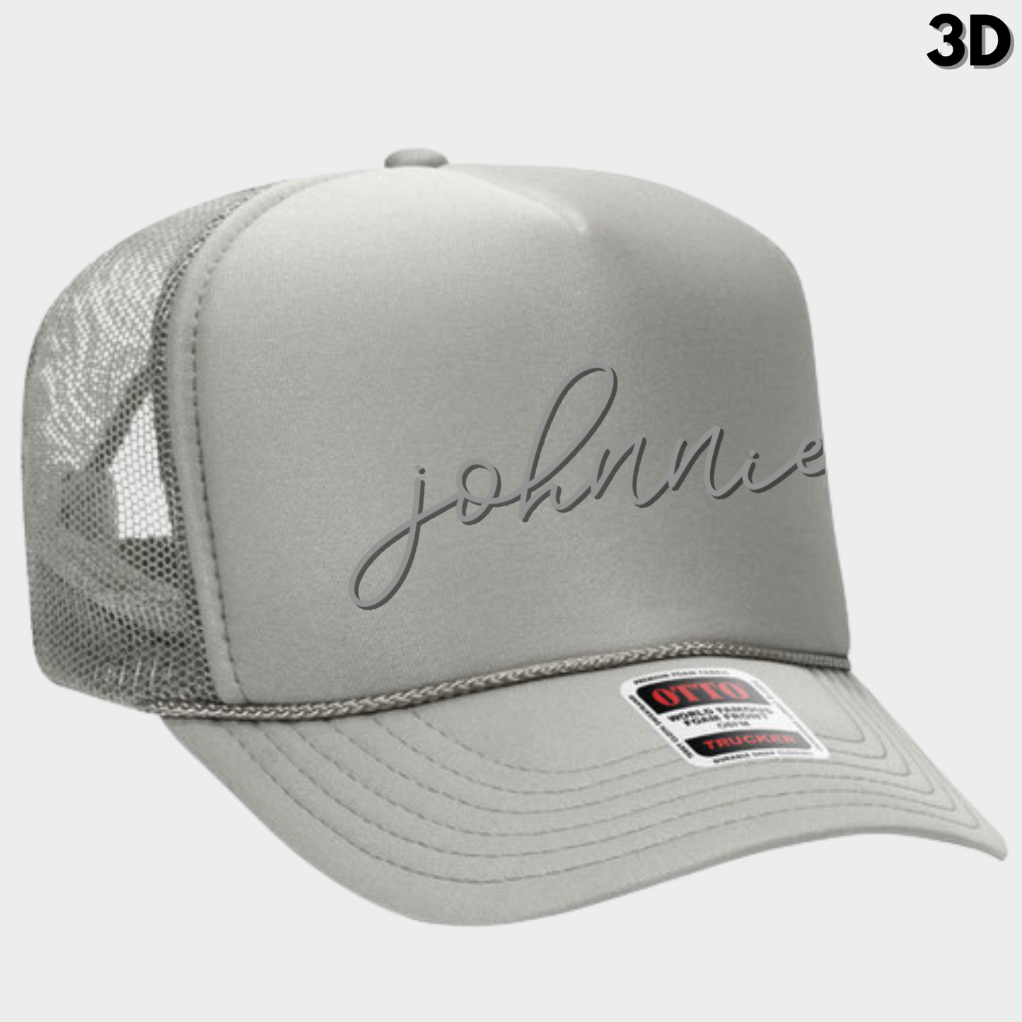 JYAA: Johnnies Thin Script Foam Trucker Hat *3D*
