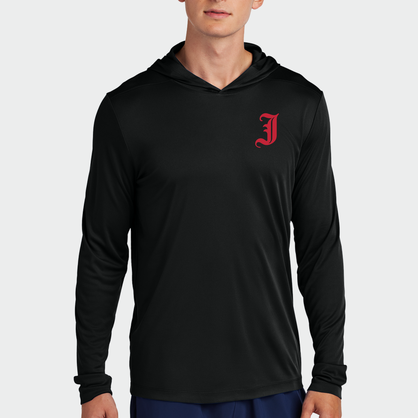 JTB: Old English J Long Sleeve UV Pro Hooded Tech T-Shirt