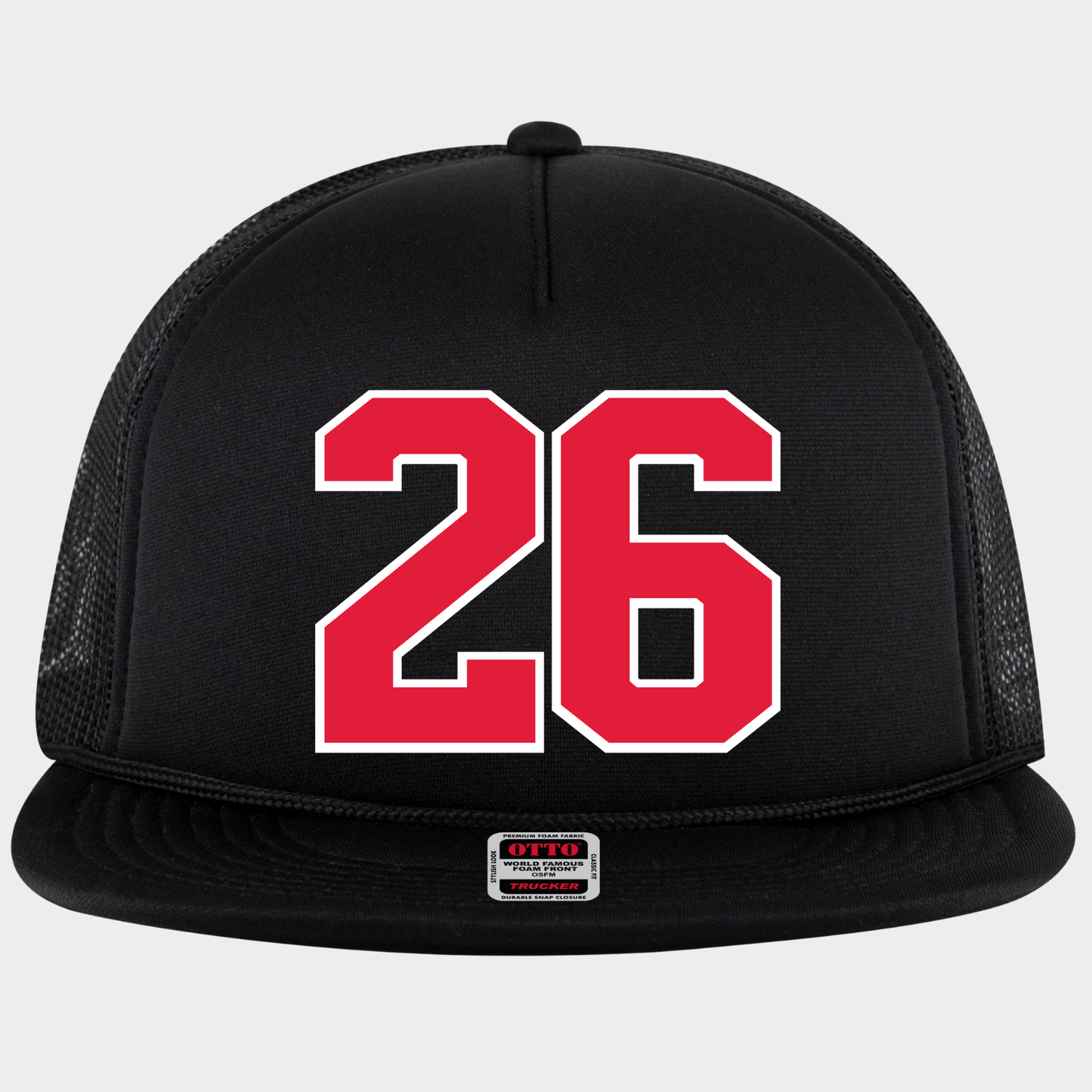 JYAA: Color Block *custom* Number Flex-Bill Trucker Hat