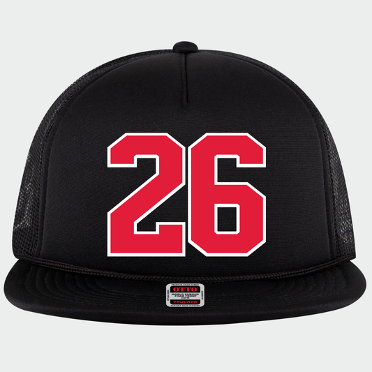 JYAA: Color Block *custom* Number Flex-Bill Trucker Hat
