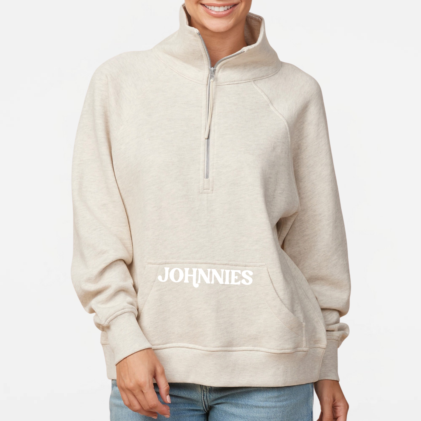 JYAA: Johnnies Women's Boxy Half Zip Sweatshirt
