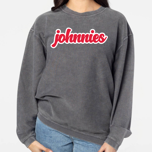 JYAA: Johnnies Chunky Script Corded Crew Sweatshirt