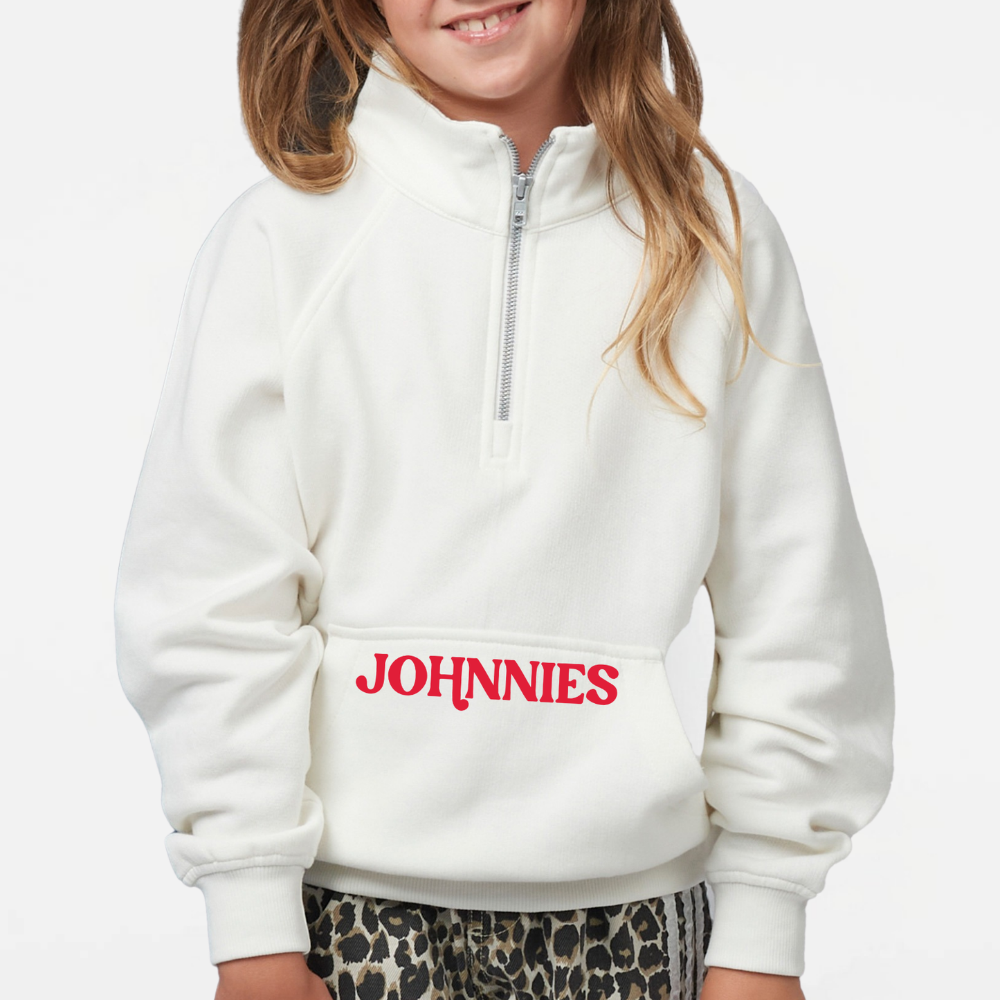 JYAA: Johnnies Women's Boxy Half Zip Sweatshirt
