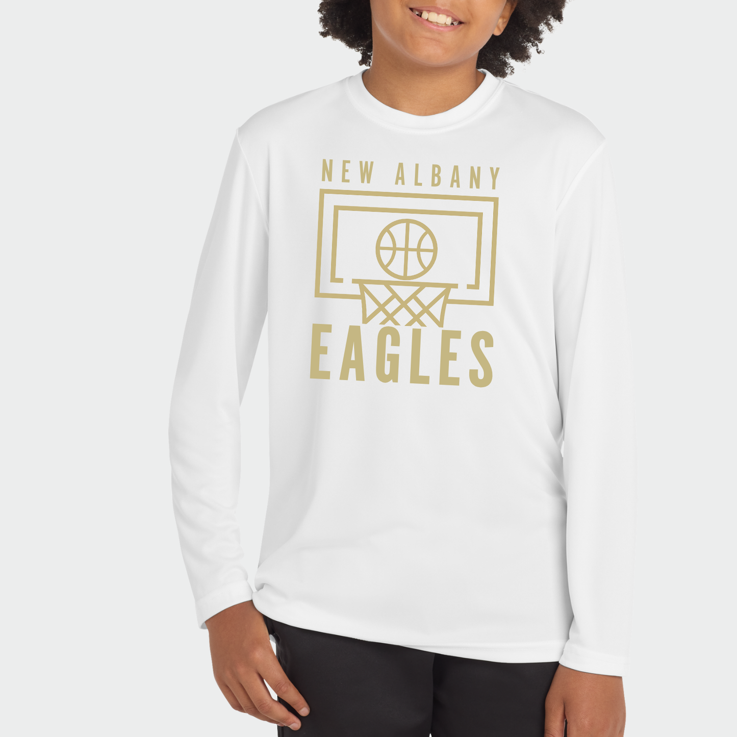 NAGTB: New Albany Eagles Basketball Court Long Sleeve Tech T-Shirt