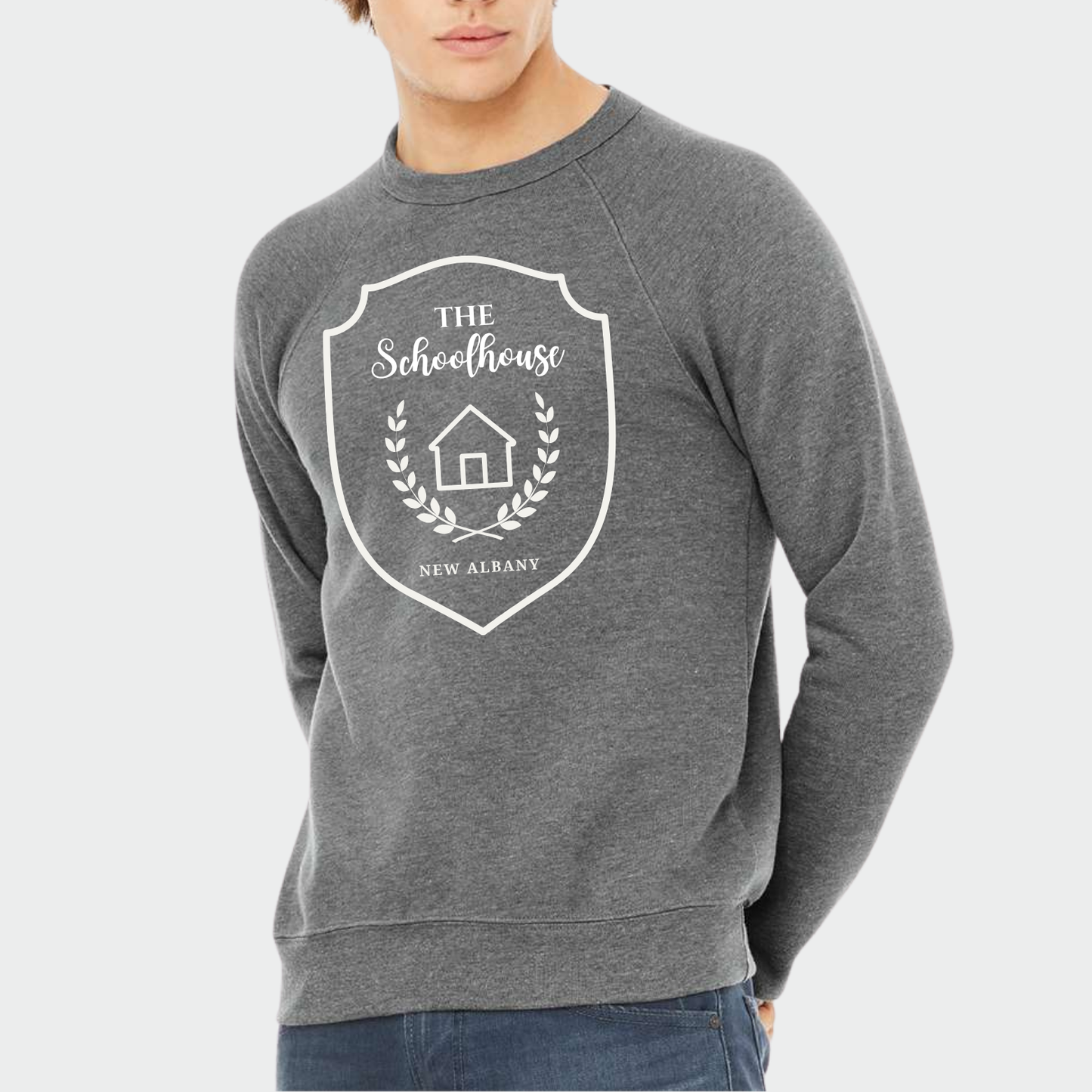 The Schoolhouse: Logo Sponge Fleece Raglan Crew Sweatshirt