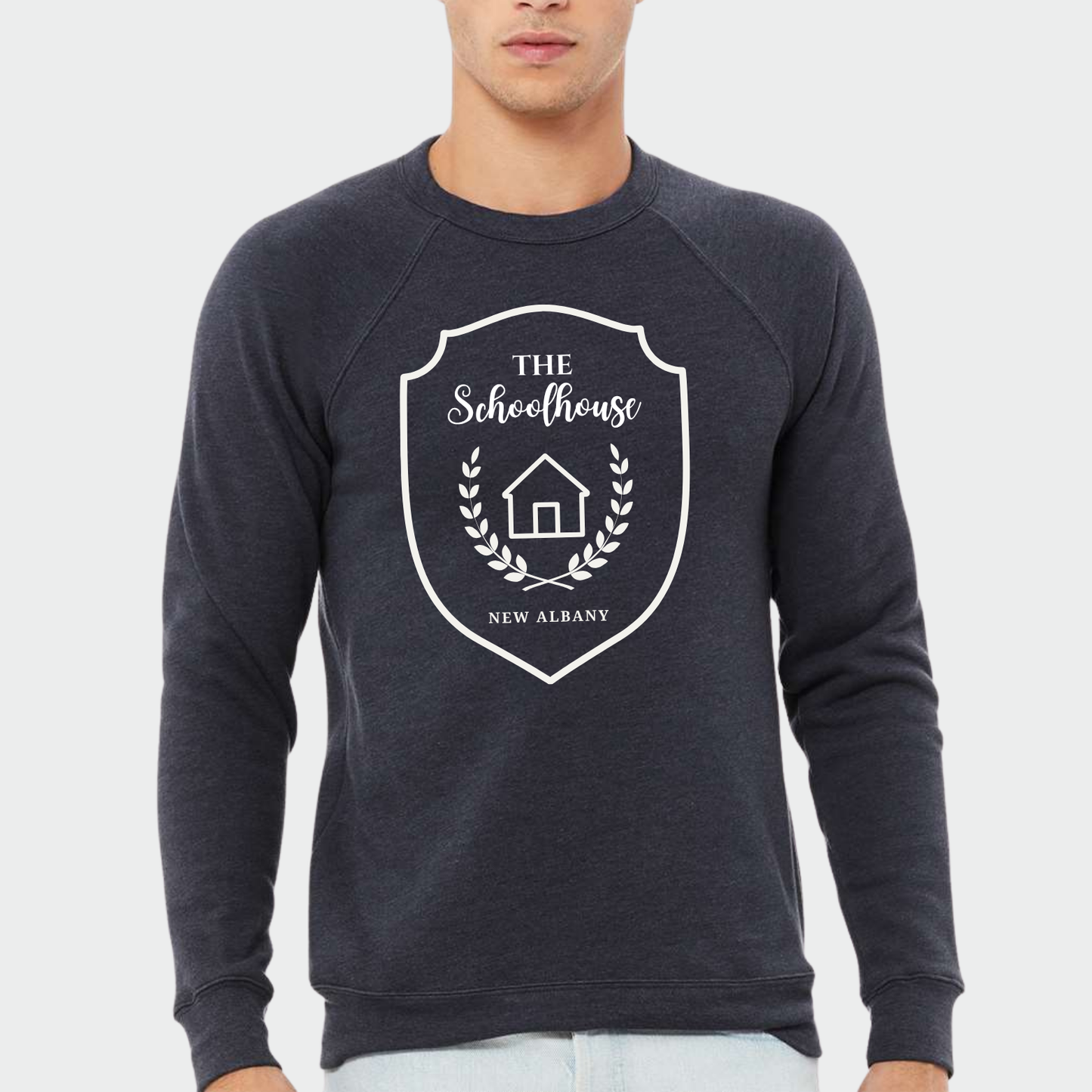 The Schoolhouse: Logo Sponge Fleece Raglan Crew Sweatshirt