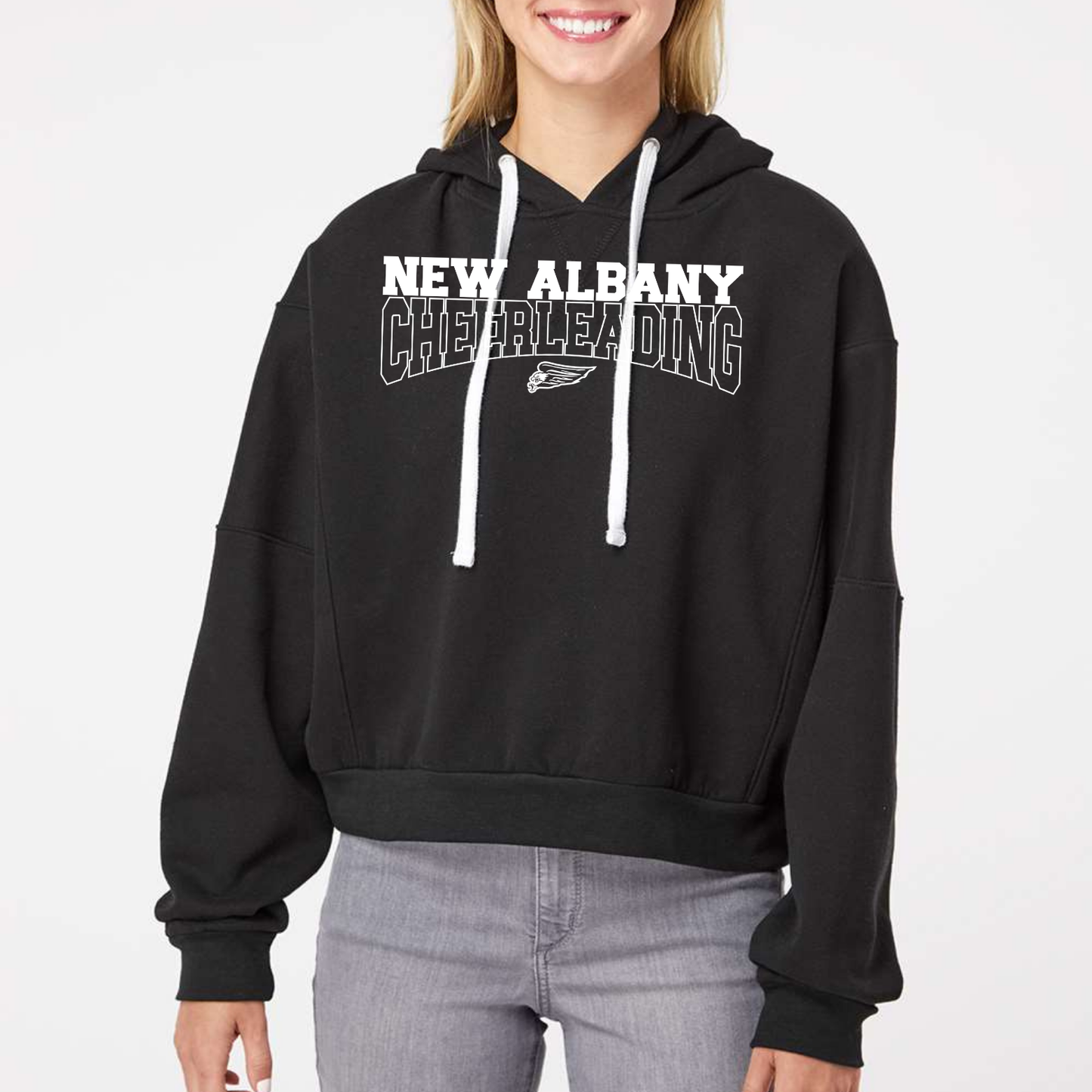 NAYCHEER: New Albany Cheerleading Crop Hooded Sweatshirt