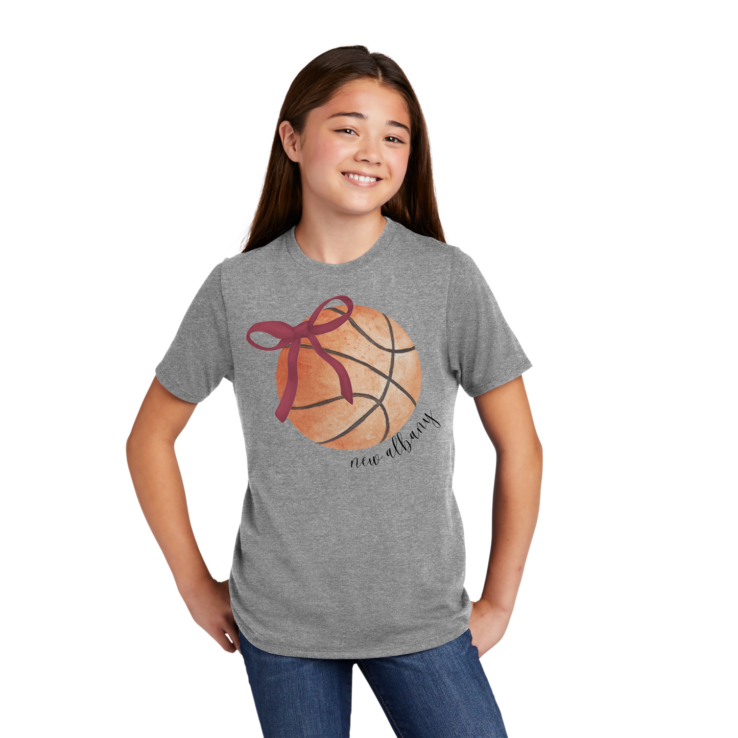 New Albany Basketball Bow T-Shirt