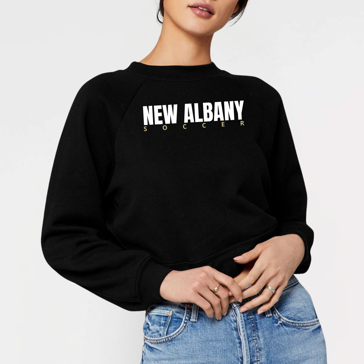 NAGS: New Albany Soccer, Women's Raglan Cropped Crew Sweatshirt