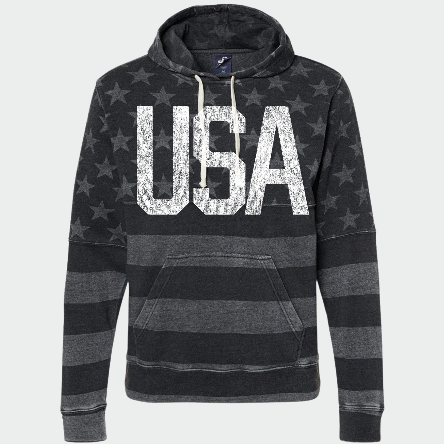 PATRIOTIC: USA Stars & Stripes Triblend Fleece Hooded Sweatshirt
