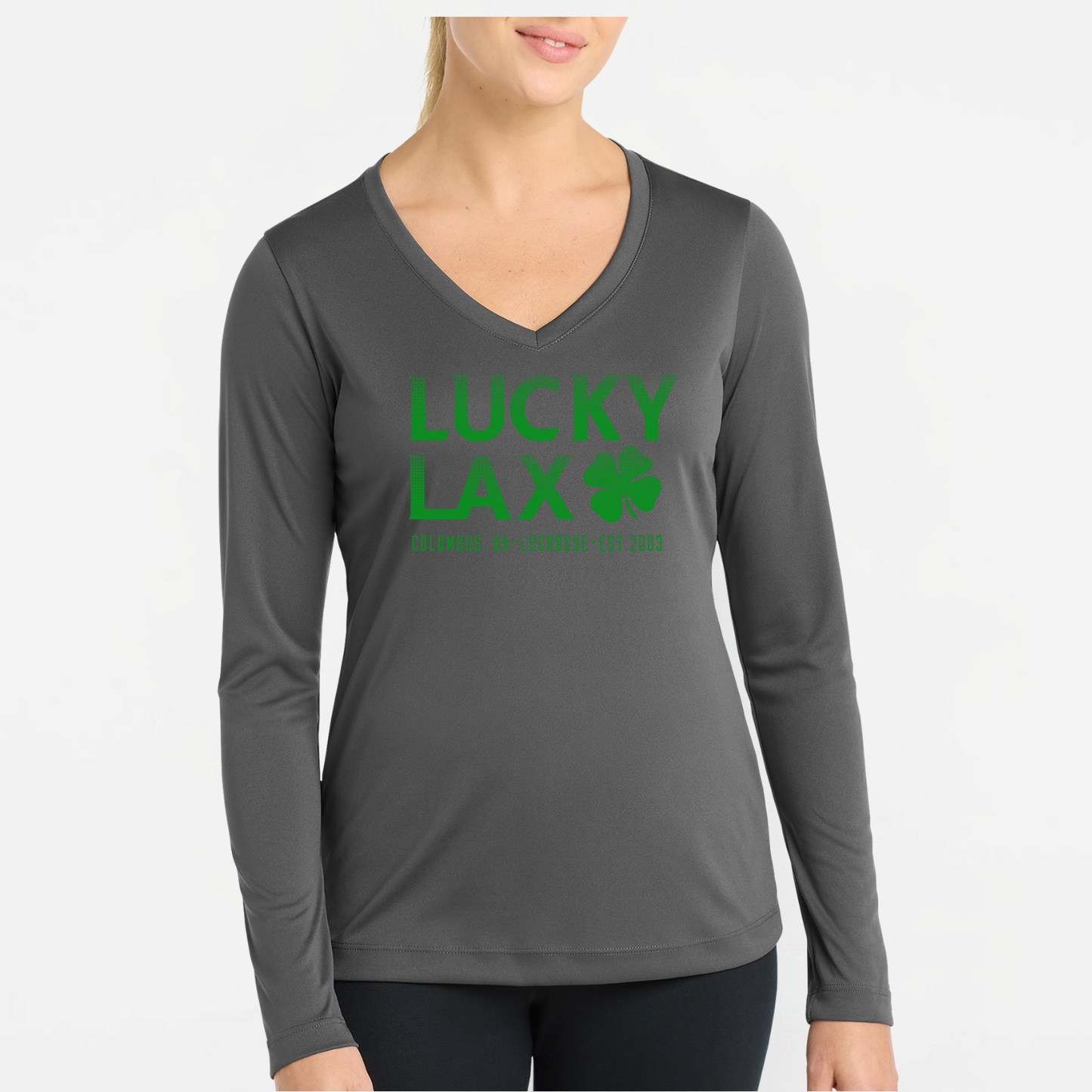 LuckyLax: Women's Long Sleeve Tech V-Neck Tshirt
