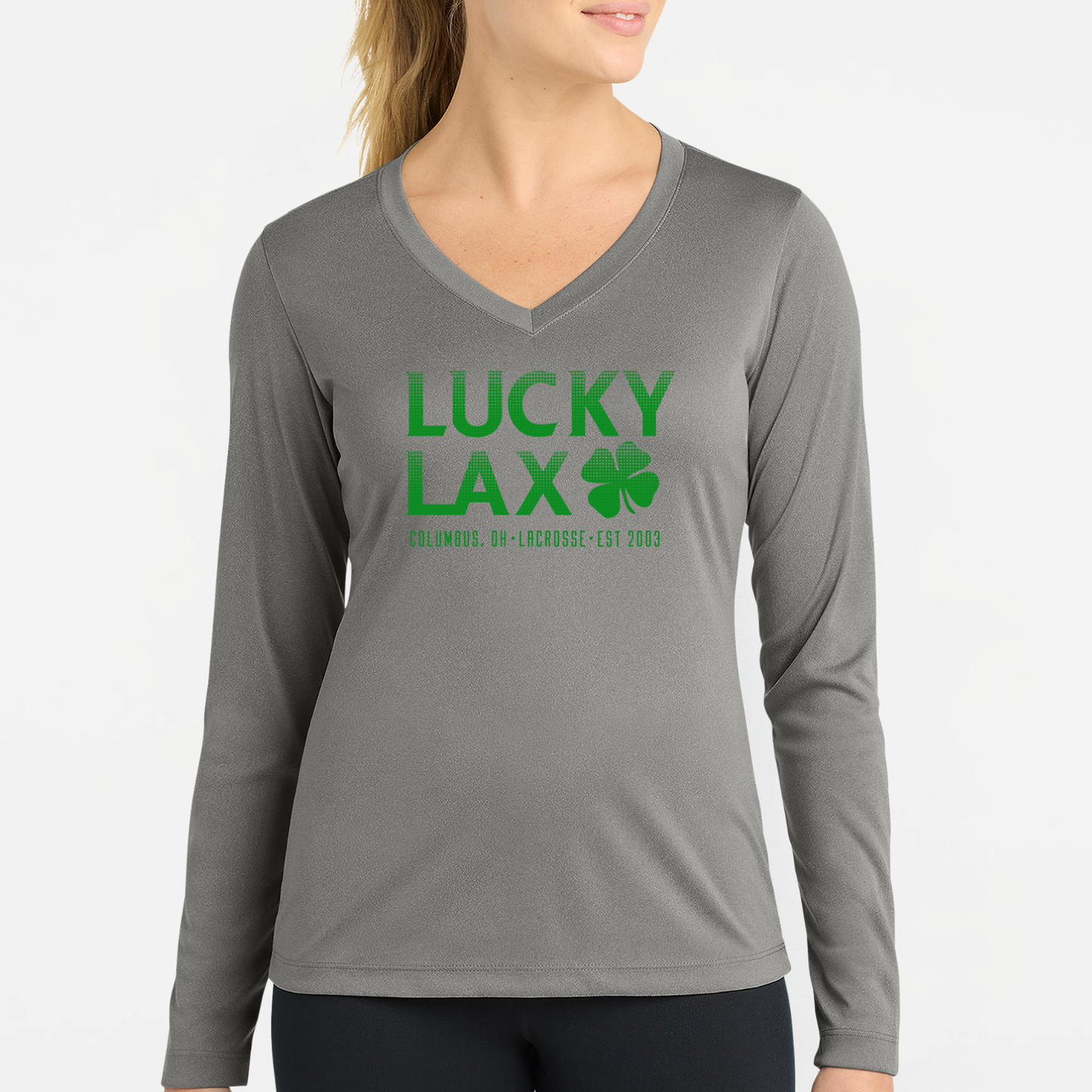LuckyLax: Women's Long Sleeve Tech V-Neck Tshirt