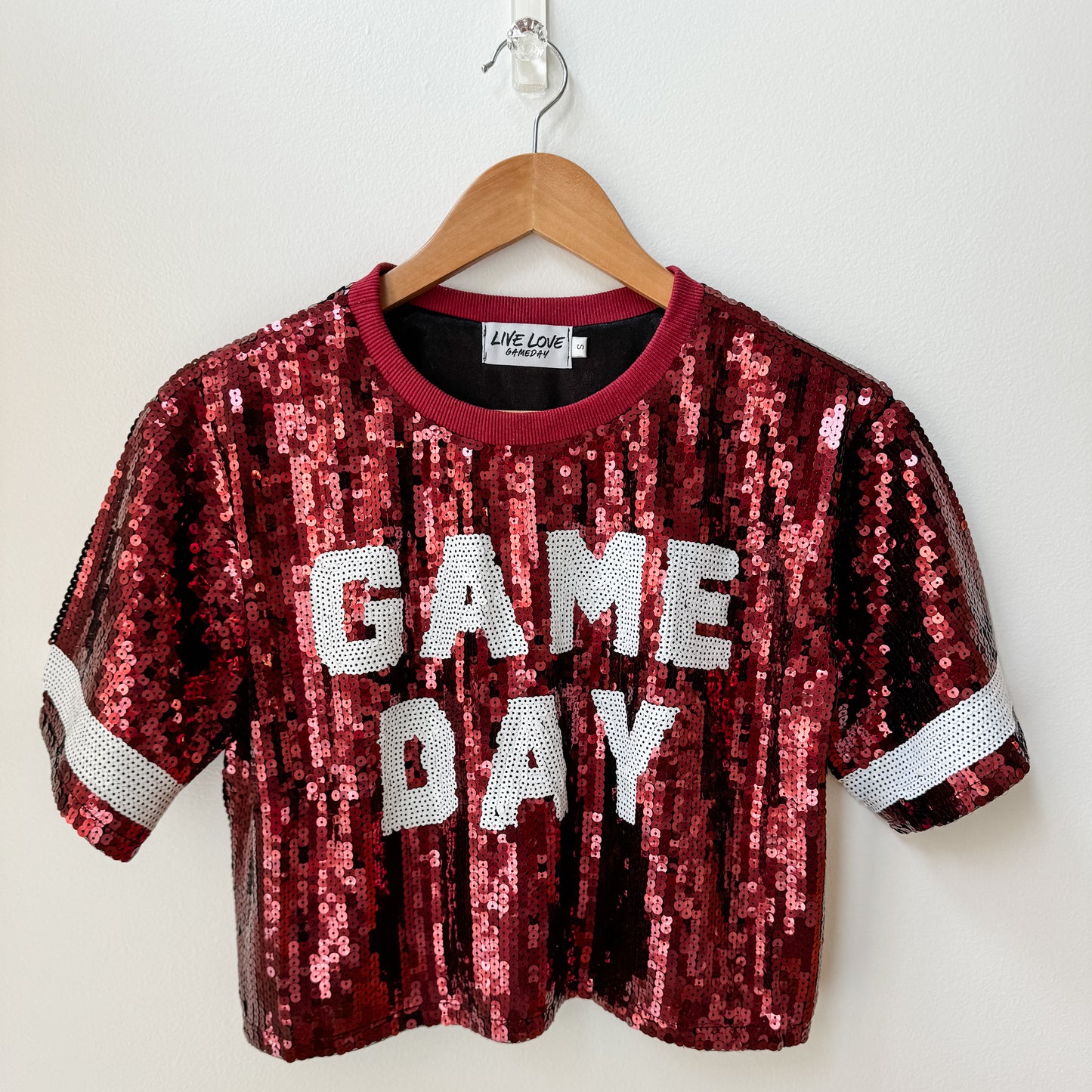 Sequin Game Day Jersey Crop Top