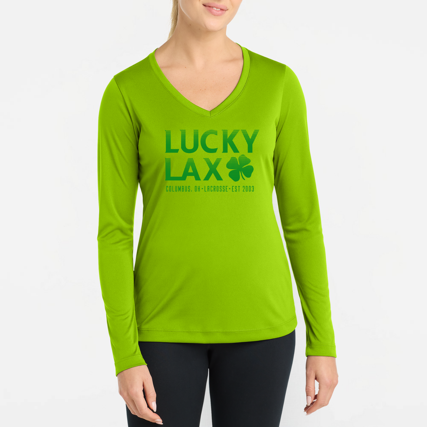 LuckyLax: Women's Long Sleeve Tech V-Neck Tshirt
