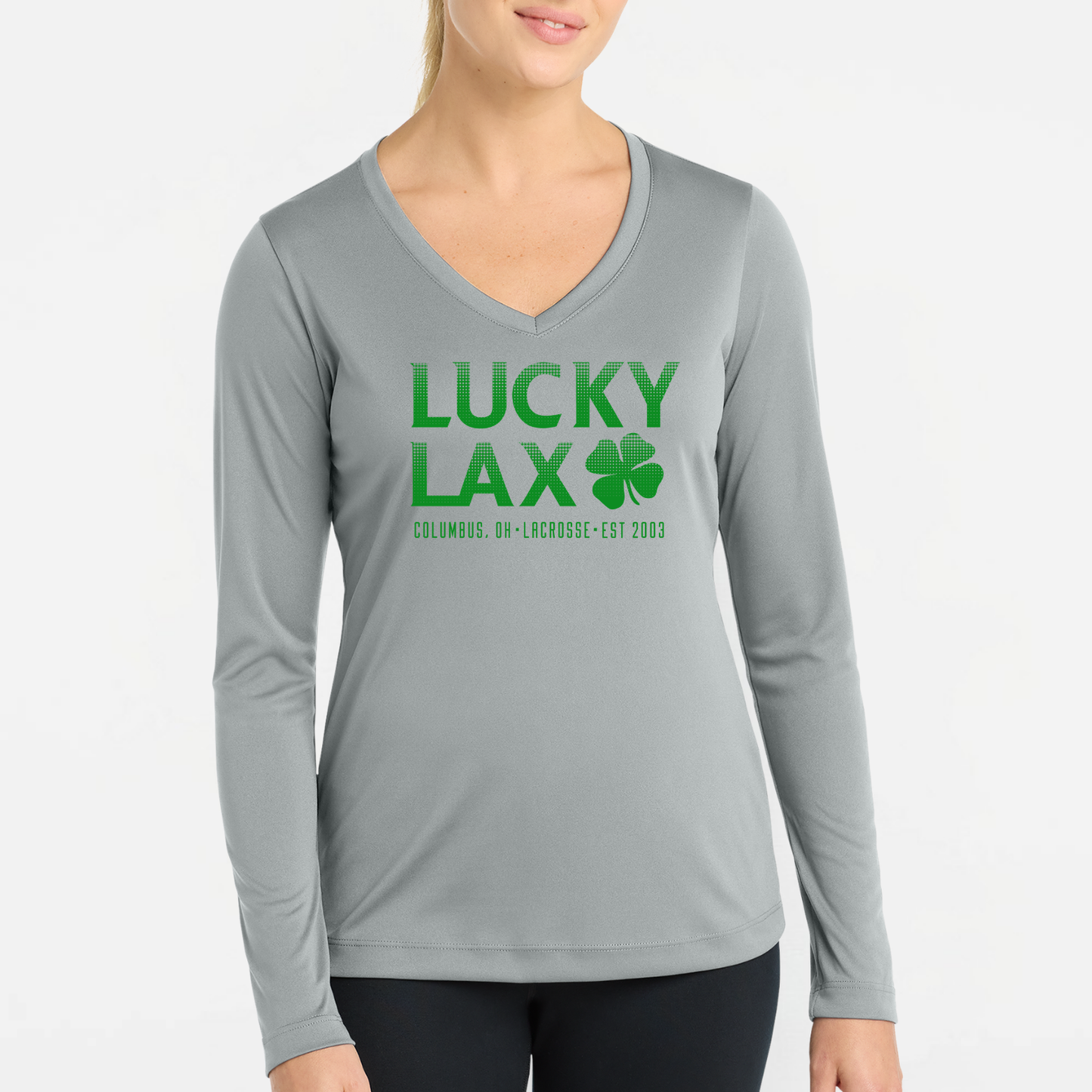 LuckyLax: Women's Long Sleeve Tech V-Neck Tshirt