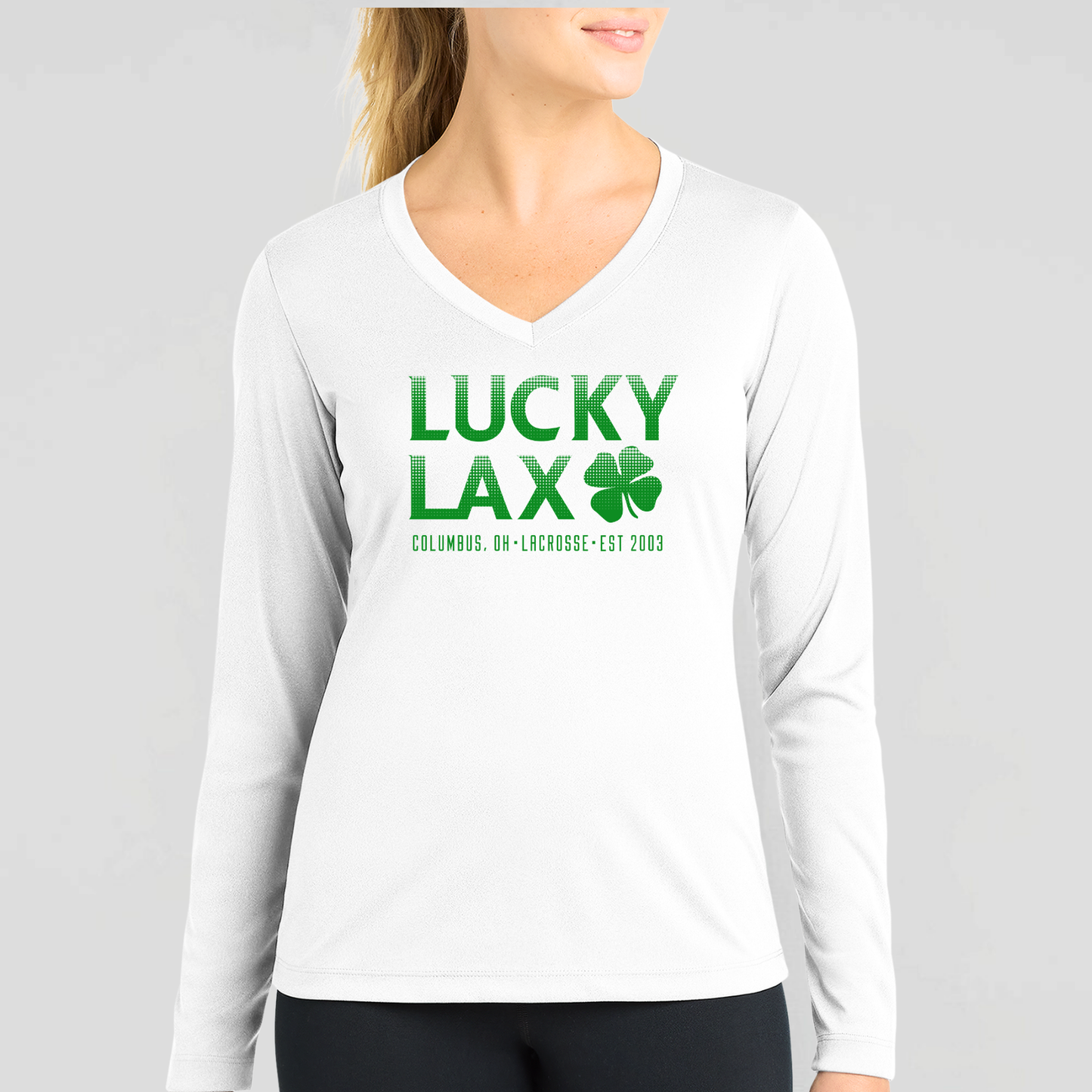 LuckyLax: Women's Long Sleeve Tech V-Neck Tshirt