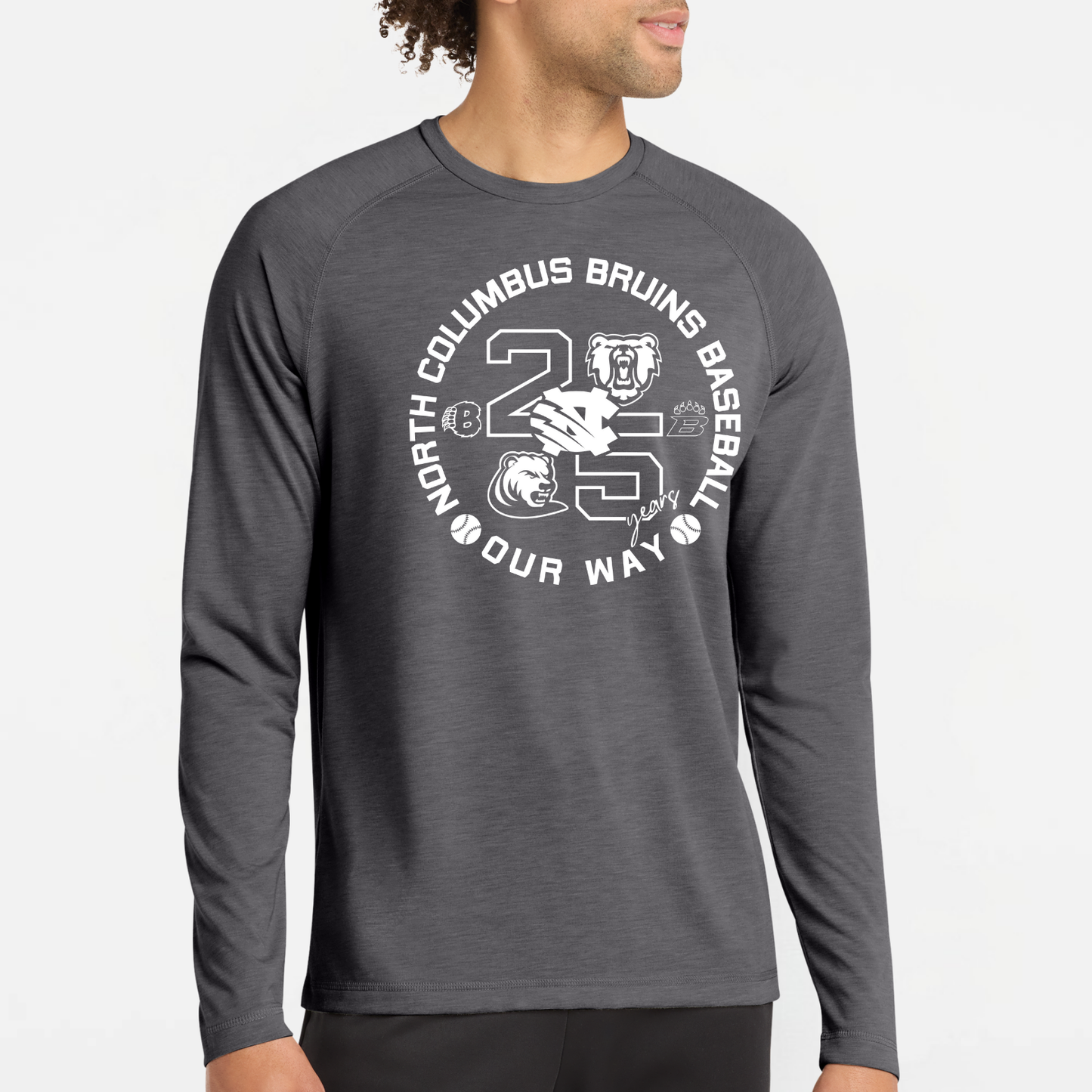 BRUINS: 25th Anniversary Raglan Long Sleeve Triblend Tech T-Shirt