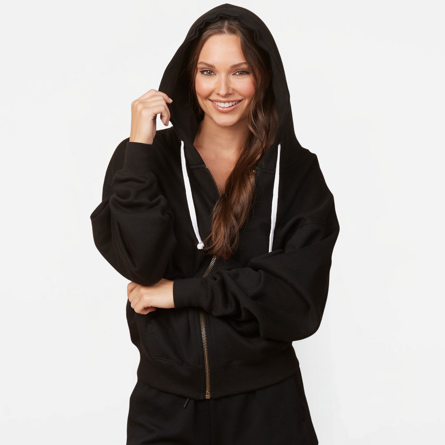 JYAA: Johnnies Women's Boxy Full-Zip Hooded Sweatshirt