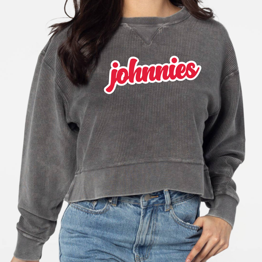 JYAA: Johnnies Chunky Script Boxy Corded Crew Sweatshirt