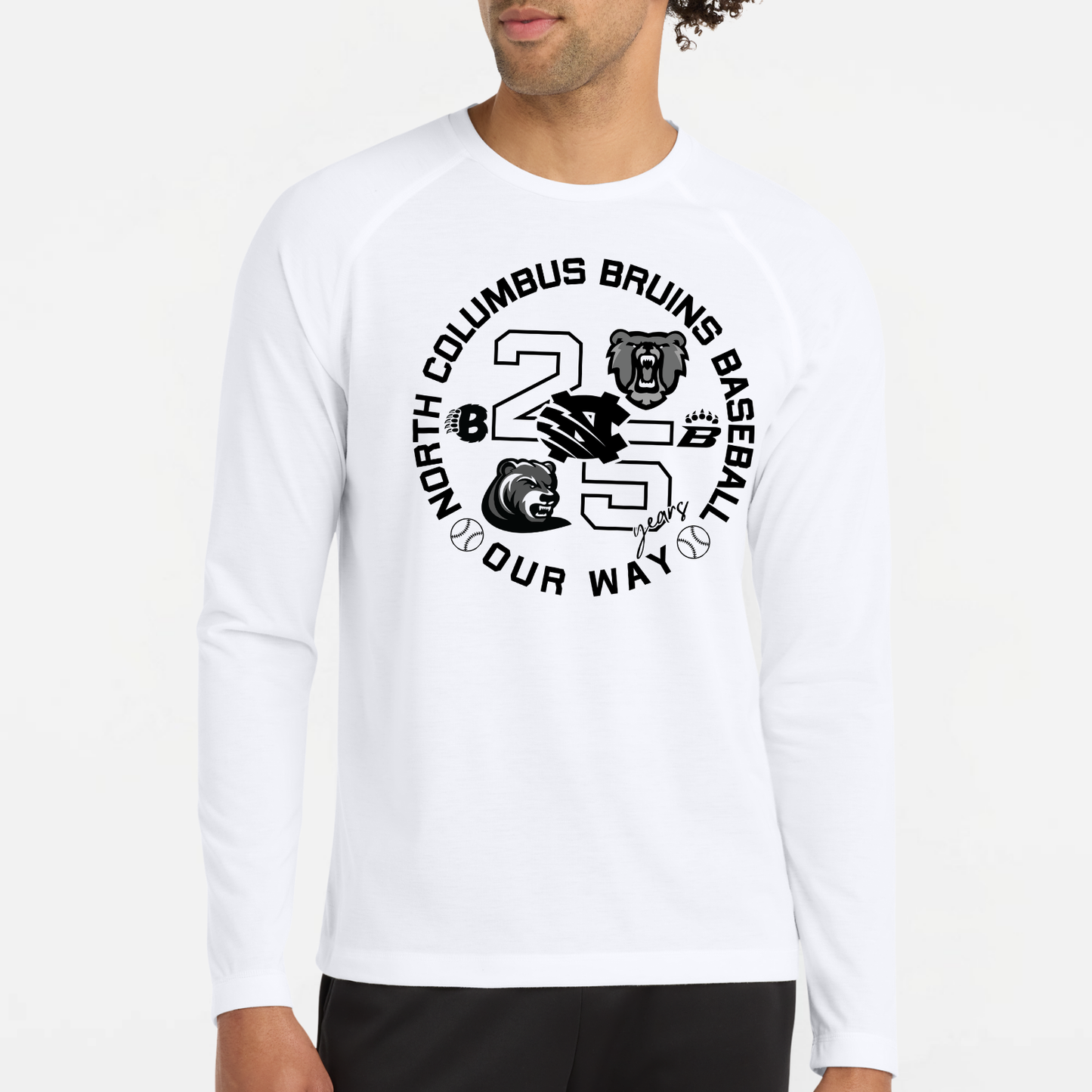BRUINS: 25th Anniversary Raglan Long Sleeve Triblend Tech T-Shirt