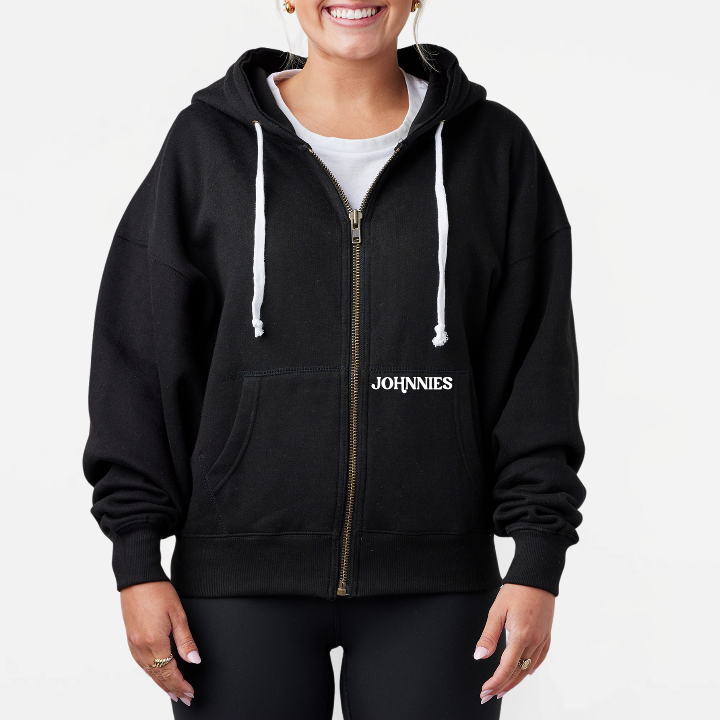 JYAA: Johnnies Women's Boxy Full-Zip Hooded Sweatshirt