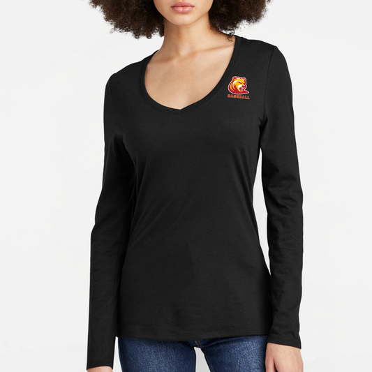 BRUINS: Women's Triblend V-Neck Long Sleeve T-Shirt