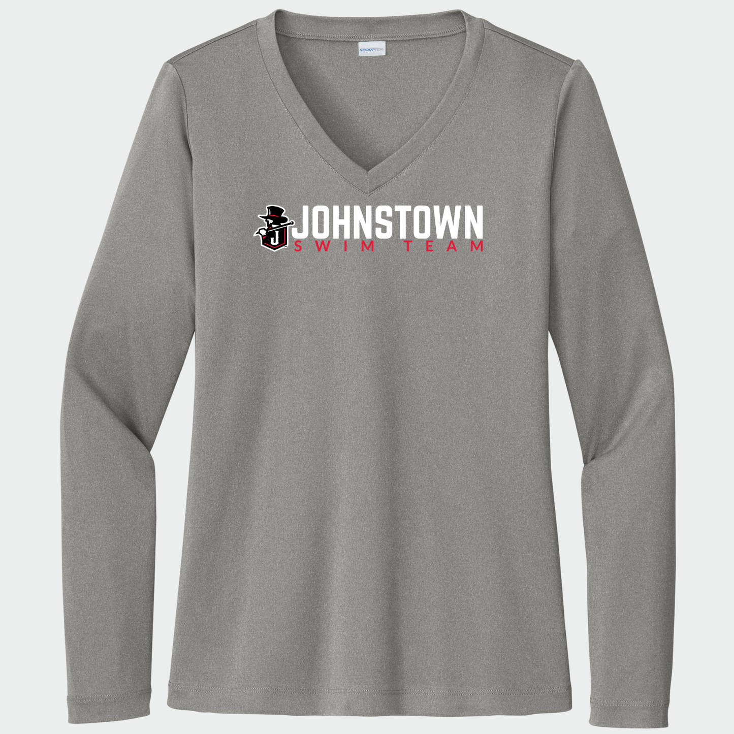 JS: Johnstown Swim Team Women's Long Sleeve Tech V-Neck T-Shirt