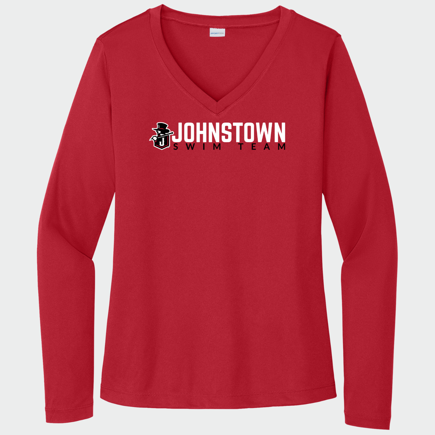 JS: Johnstown Swim Team Women's Long Sleeve Tech V-Neck T-Shirt