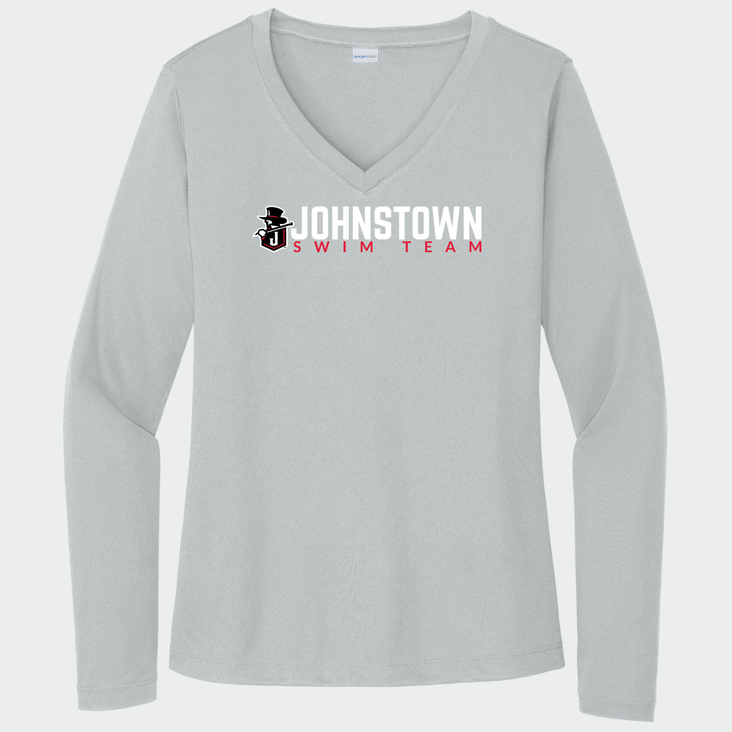 JS: Johnstown Swim Team Women's Long Sleeve Tech V-Neck T-Shirt
