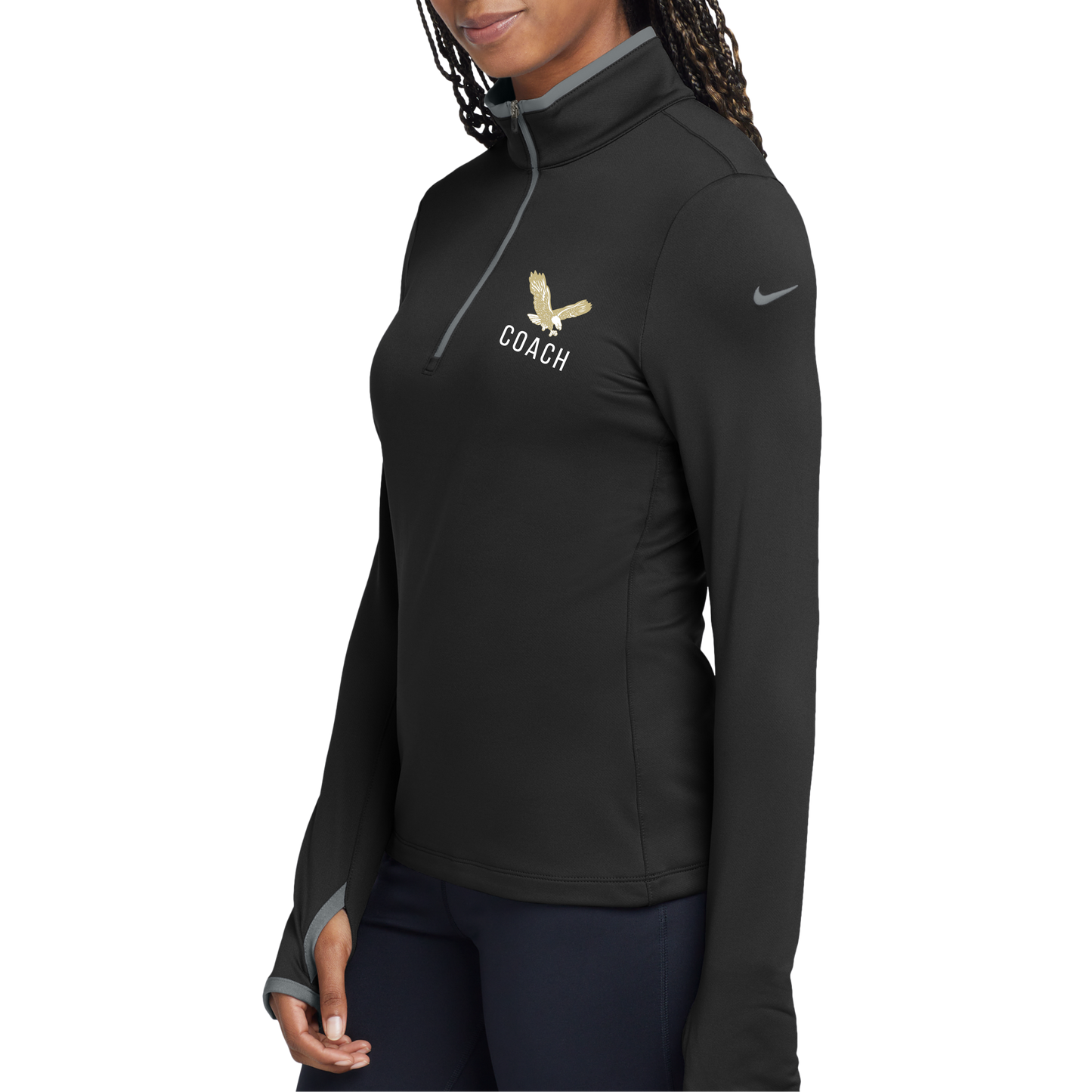Women's Eagle Coach Nike Dri-FIT Stretch 1/2-Zip Long Sleeve T-Shirt