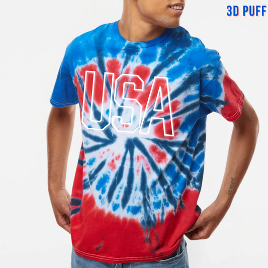 PATRIOTIC: *3D Puff* USA Tie Dyed T-Shirt