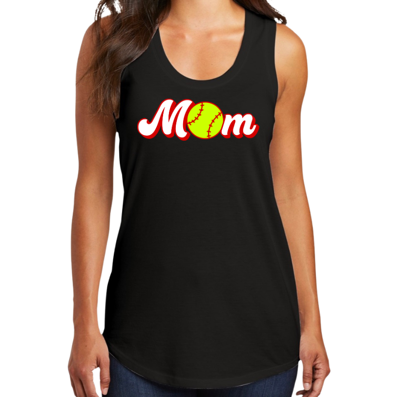 Softball Mom Triblend Racerback Tank