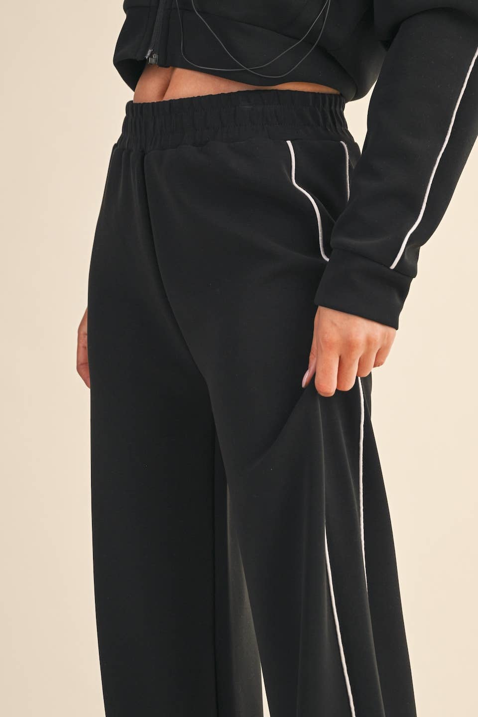 Super Soft Air Scuba Wide Leg Pants with Side Piping
