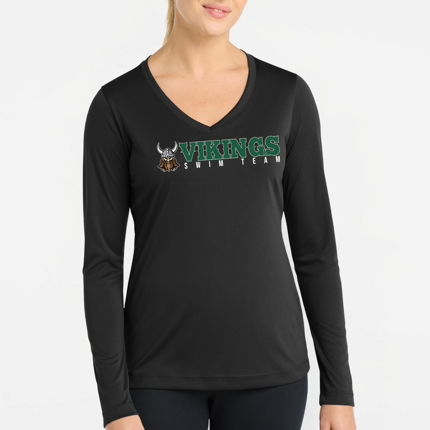 NRS: Vikings Swim Team Women's Long Sleeve Tech V-Neck Tshirt