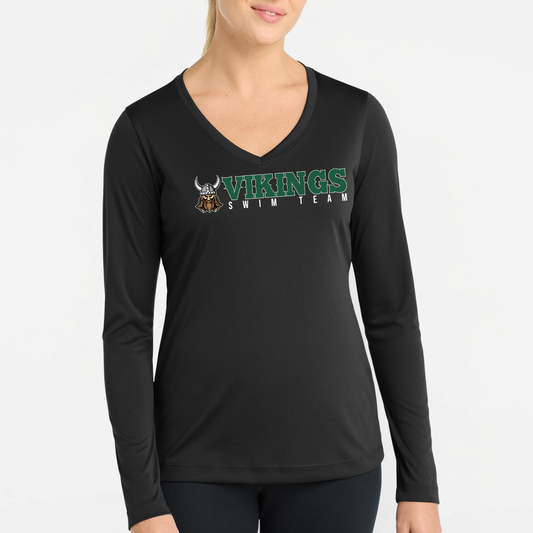 NRS: Vikings Swim Team Women's Long Sleeve Tech V-Neck Tshirt