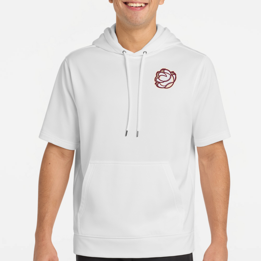 BRUINS: Baseball Claw Short Sleeve Hooded Tech Sweatshirt