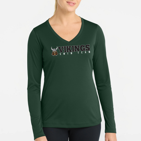NRS: Vikings Swim Team Women's Long Sleeve Tech V-Neck Tshirt