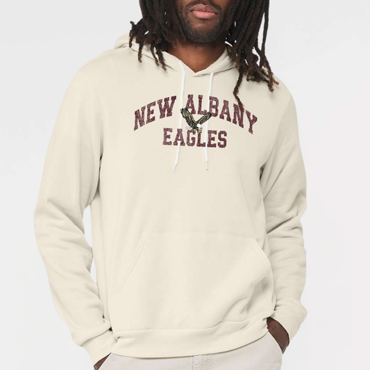 NAPTO: New Albany Eagles *Distressed Print* Sponge Fleece Hooded Sweatshirt
