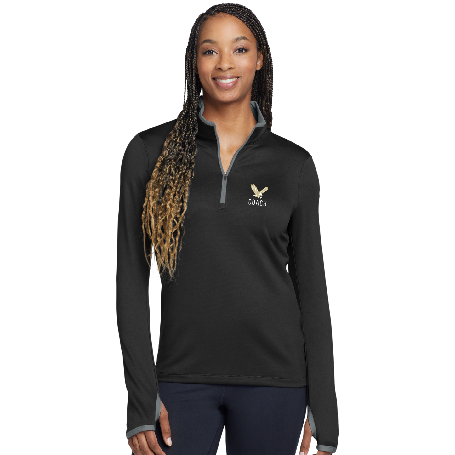 Women's Eagle Coach Nike Dri-FIT Stretch 1/2-Zip Long Sleeve T-Shirt