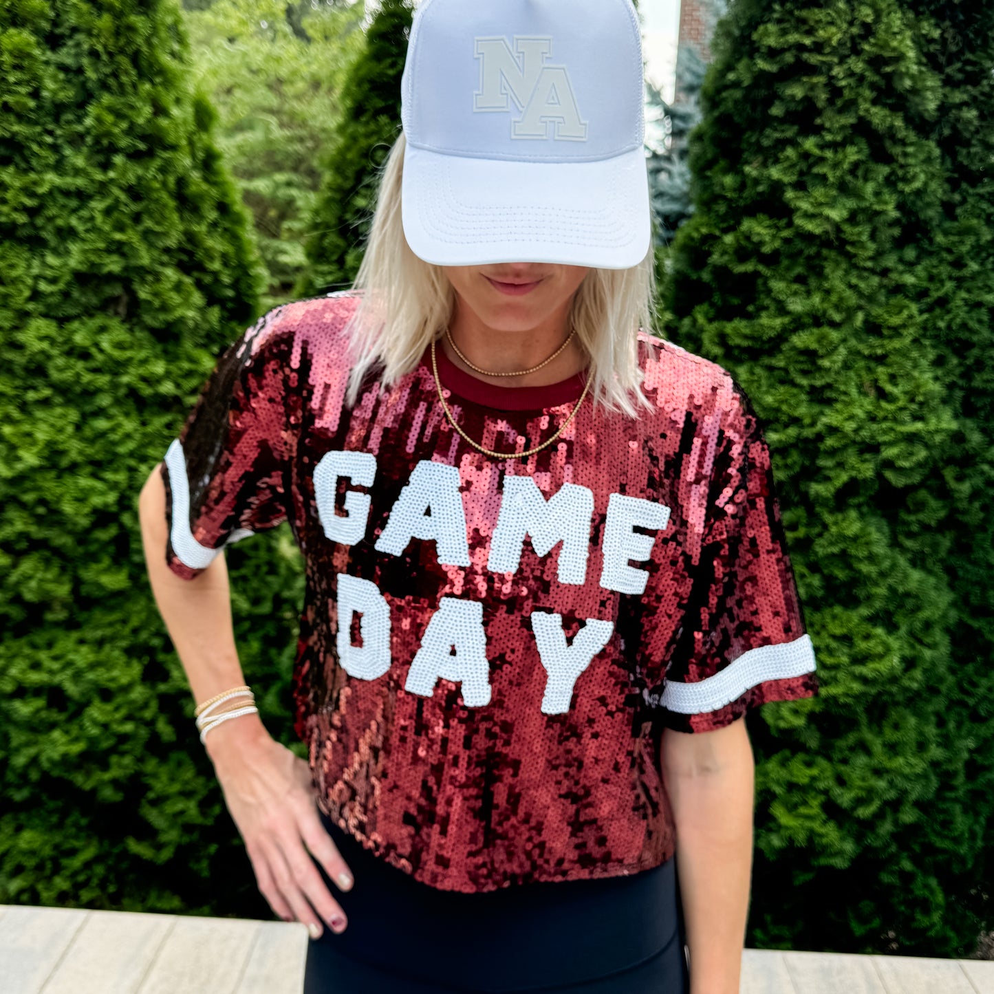 Sequin Game Day Jersey Crop Top