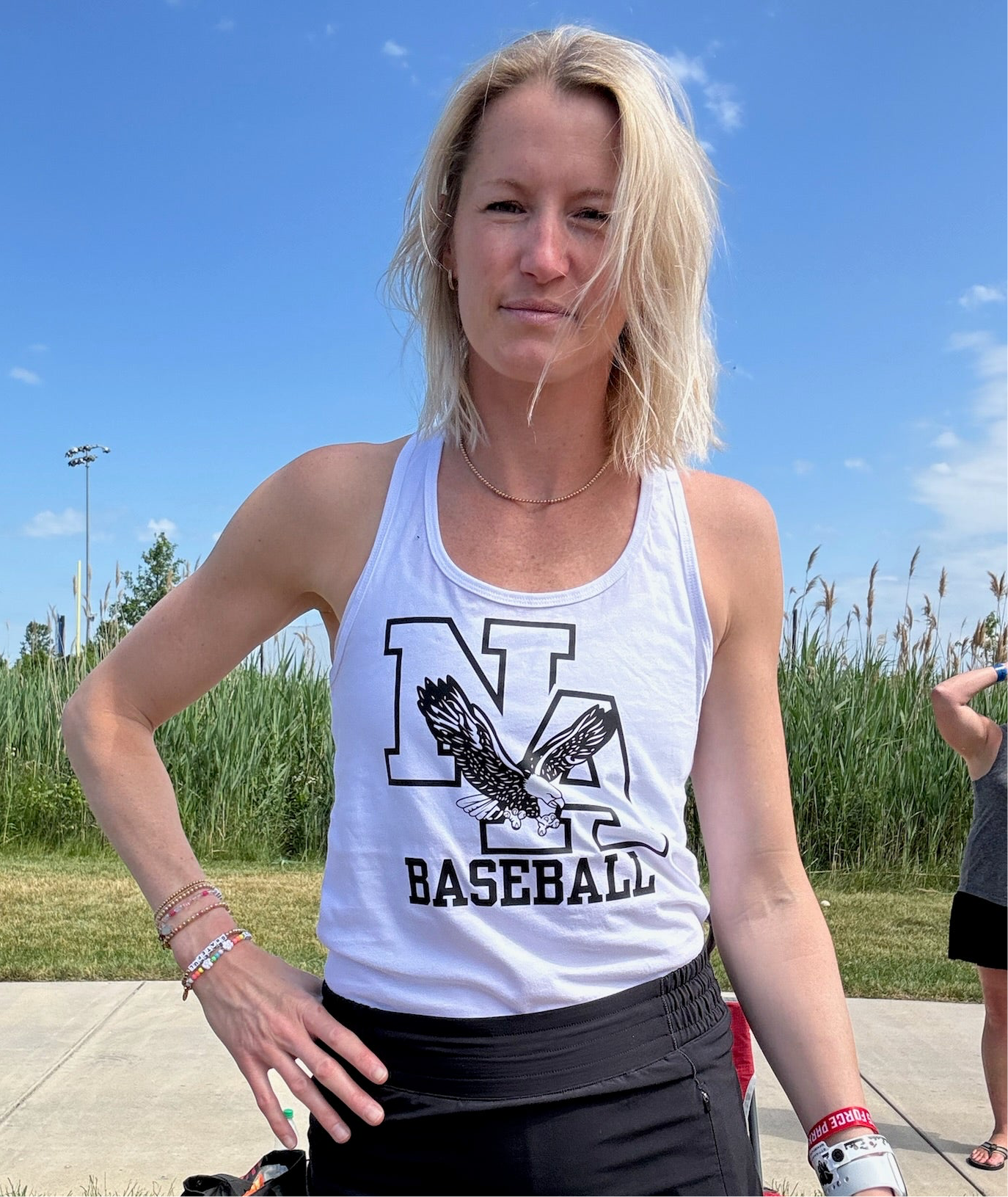 NA Baseball: Black & White Racerback Tank Top