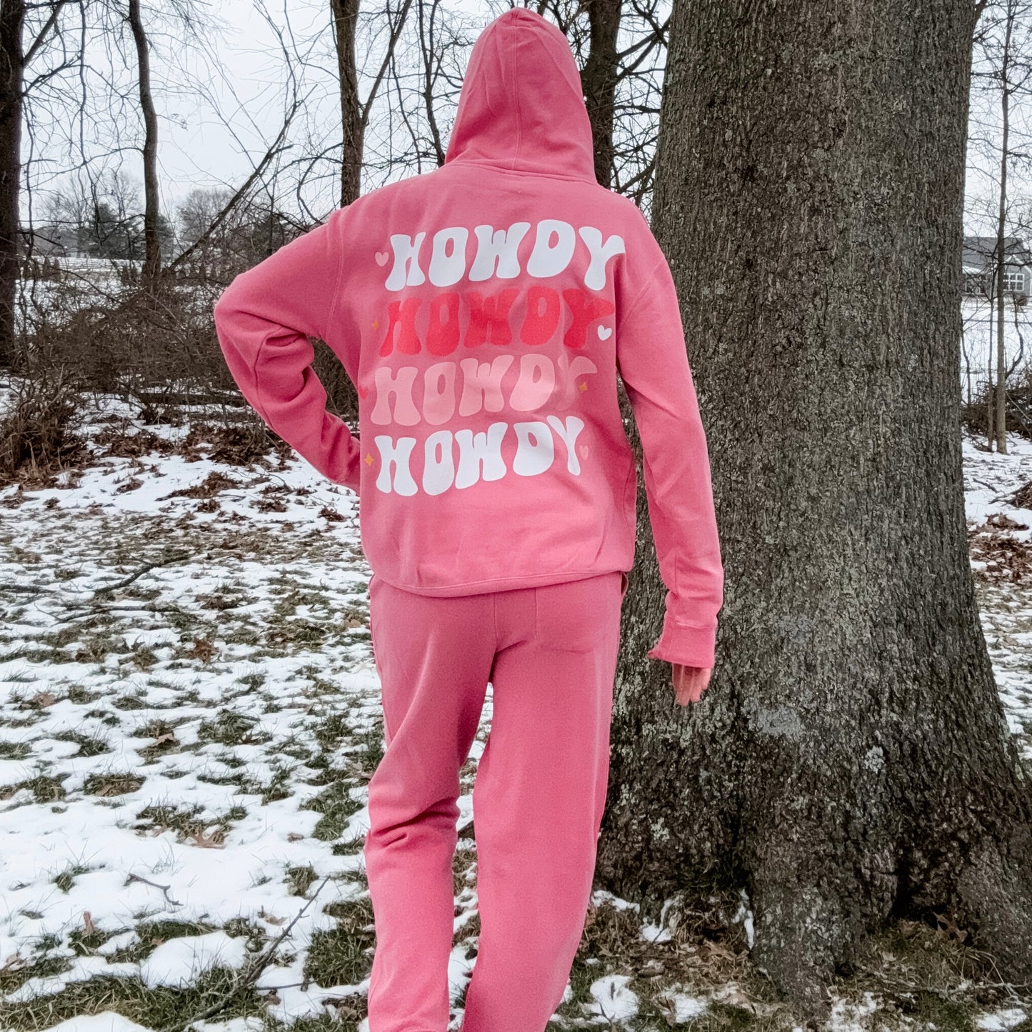 *marketing sample* Tiny Hearts Pigment Pink Sweatpants - size adult medium & size adult large