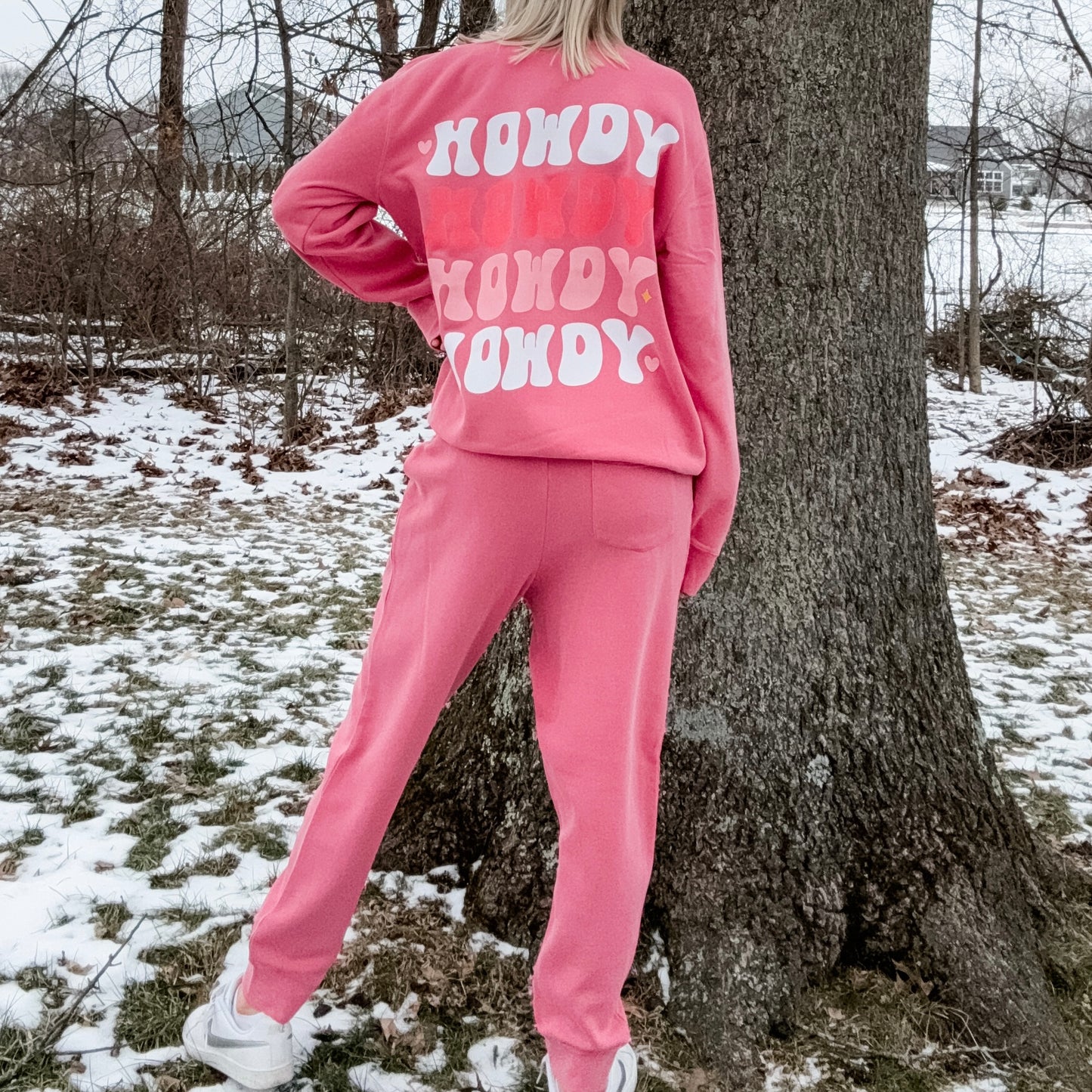 *marketing sample* Tiny Hearts Pigment Pink Sweatpants - size adult medium & size adult large