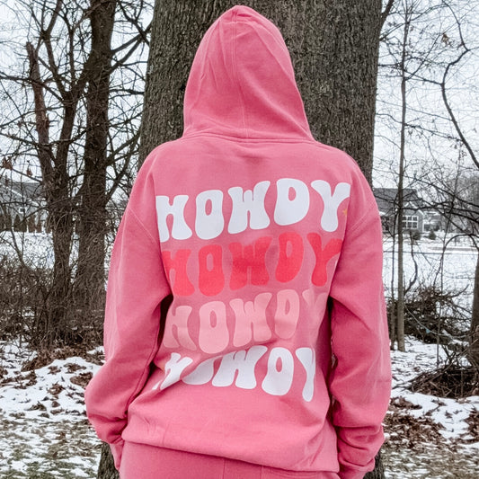 *marketing sample* Howdy Valentine Pigment Pink Hoodie - size adult large