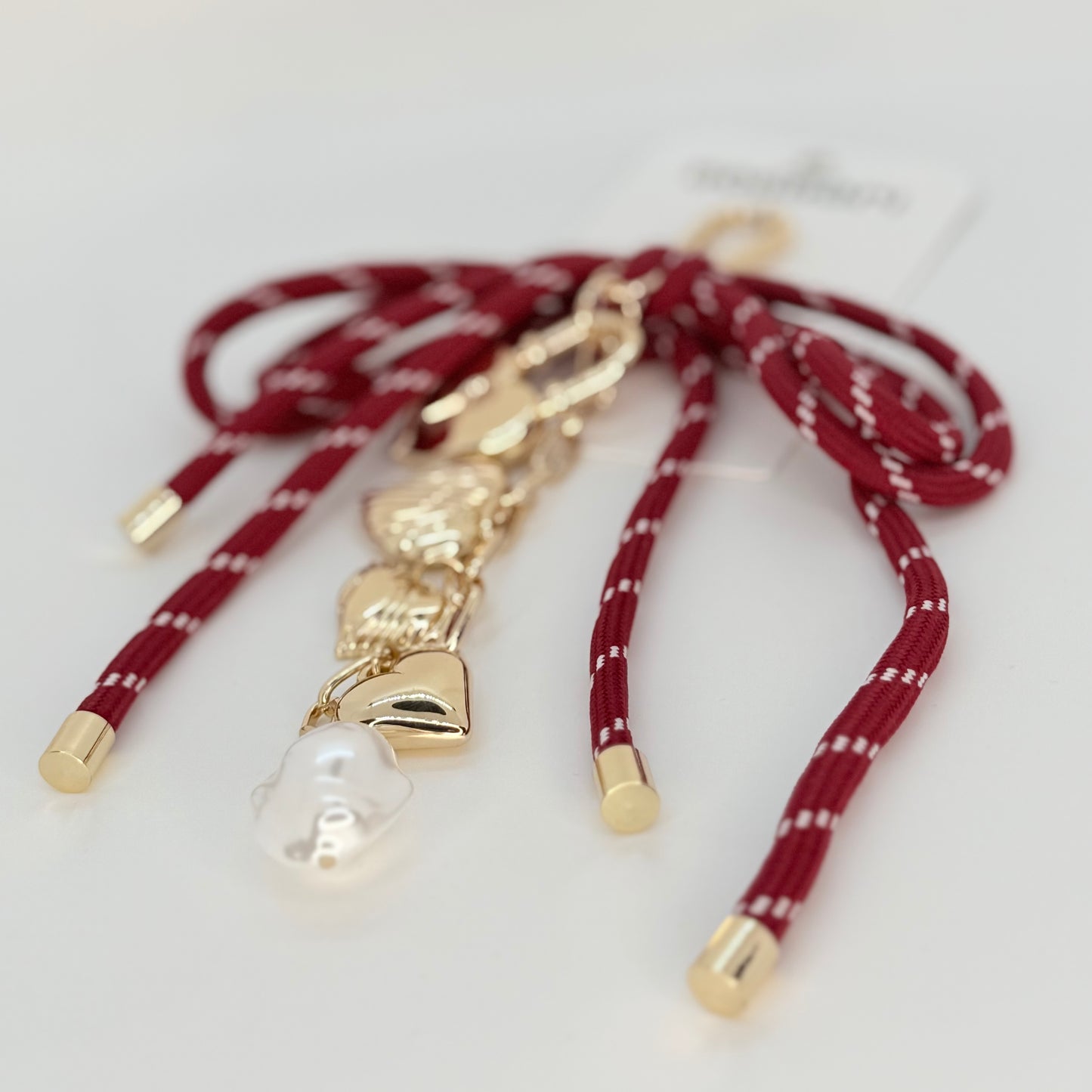 Maroon Heartlock Bow-Tied Bag Charm