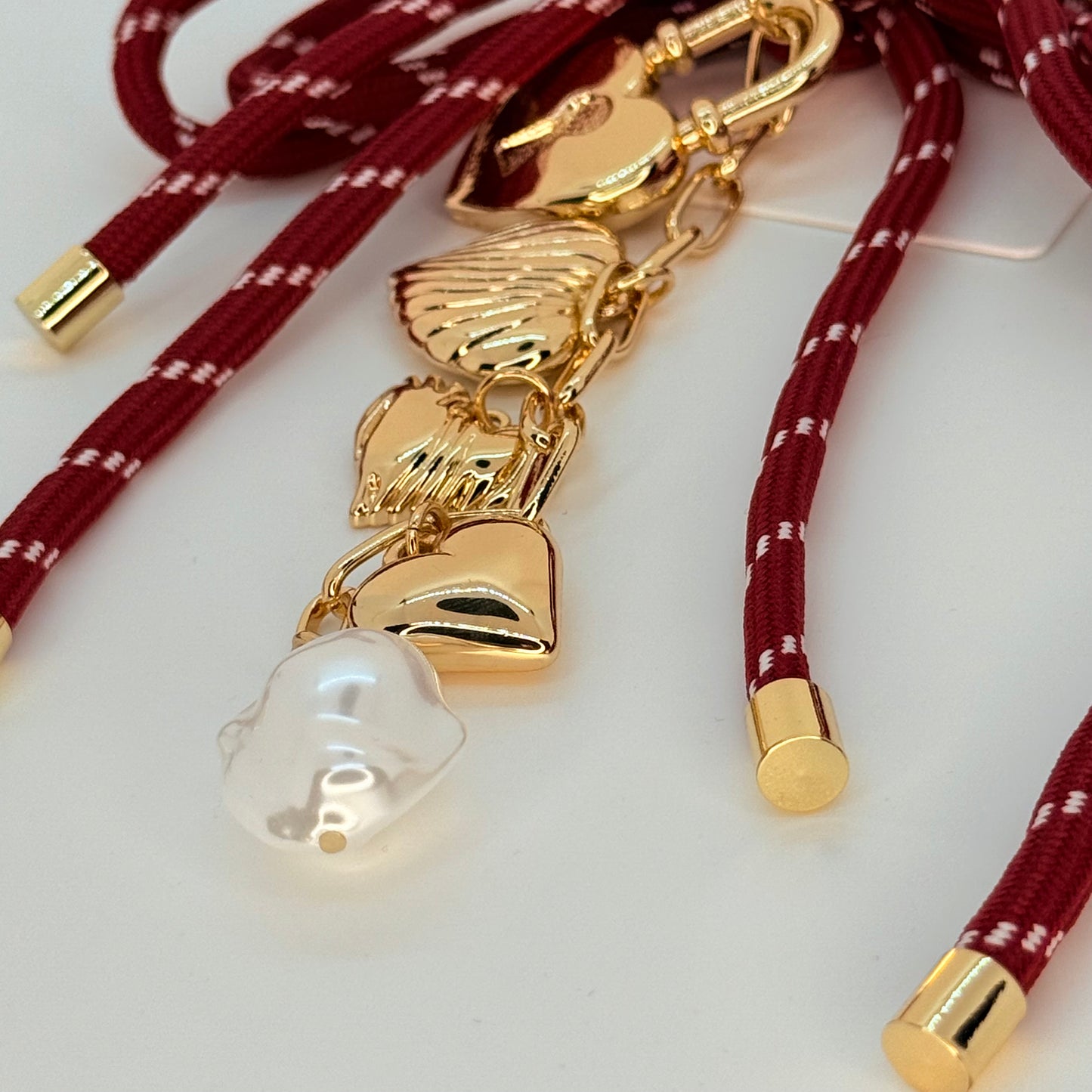 Maroon Heartlock Bow-Tied Bag Charm