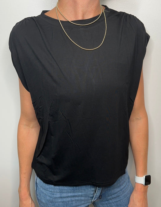 Super Soft Casual Ruched Shoulder Tee